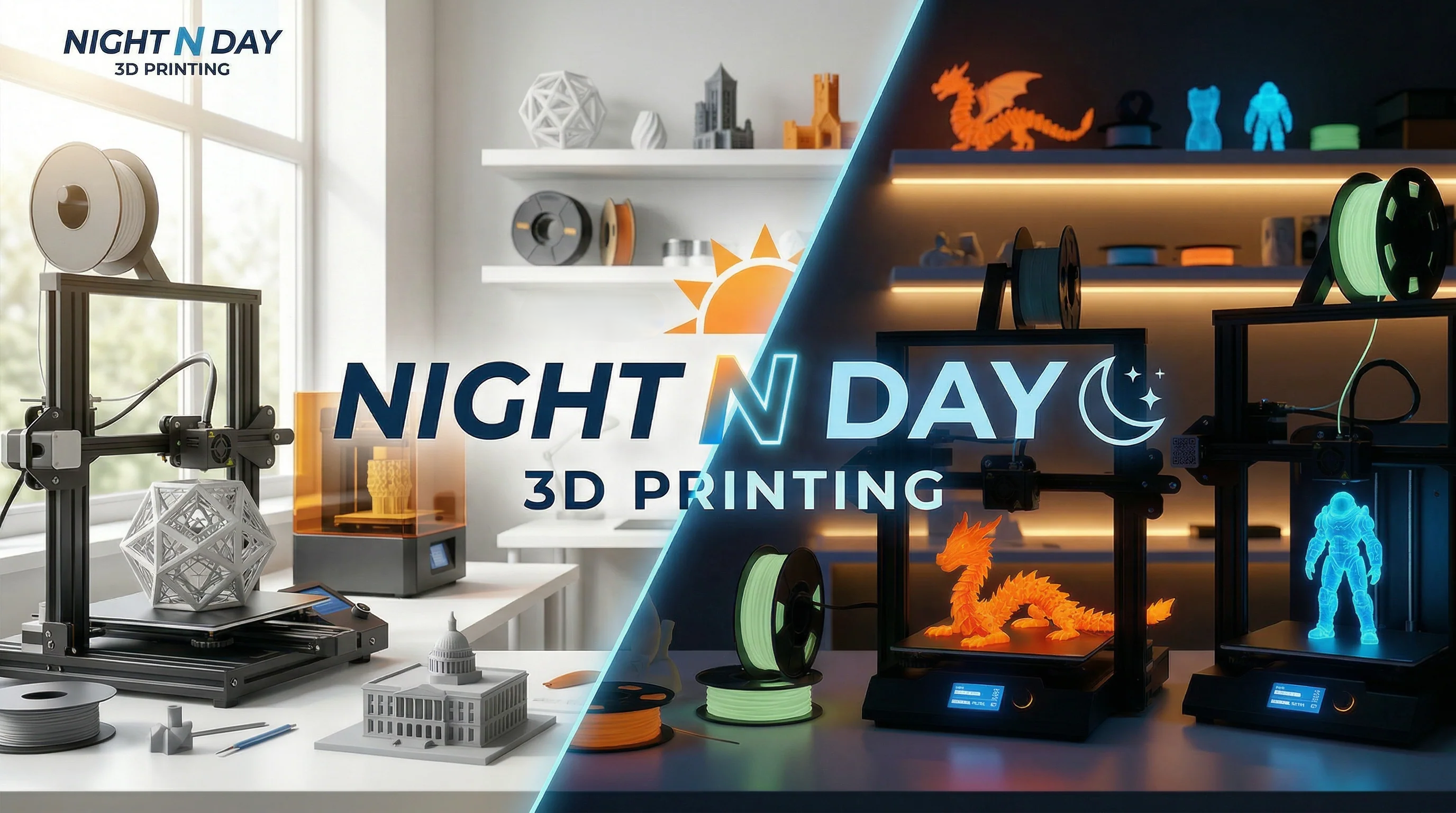 Night N Day 3d printing wilmington glow in dark filament custom orders shipping